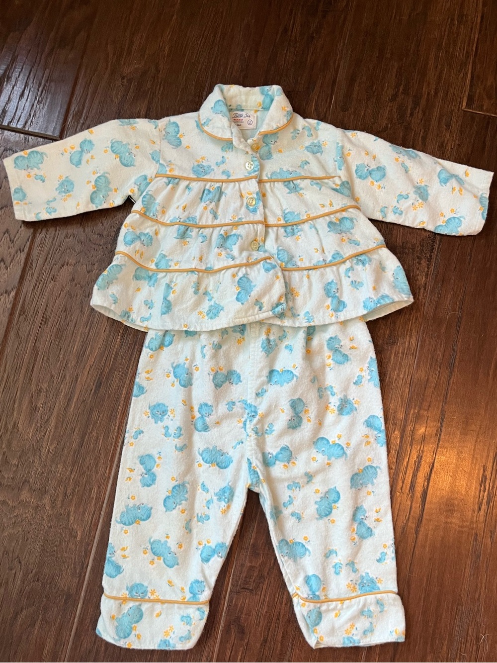 Vintage Little Sis Pajama Set, Blue Kittens, size 2